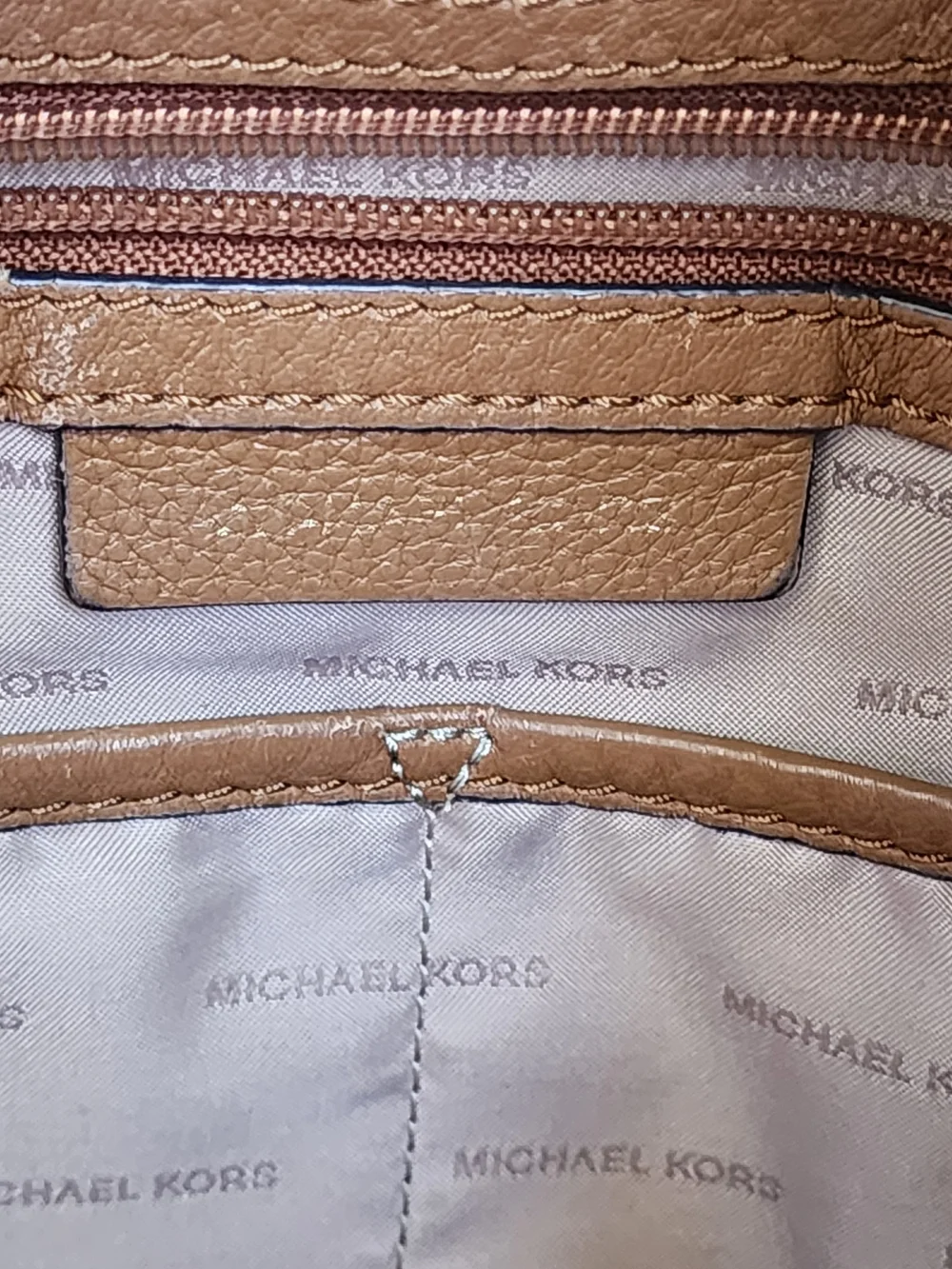 Michael Kors Lauryn Large Brown Leather Shoulder Bag Hobo Whipstitch Tassel